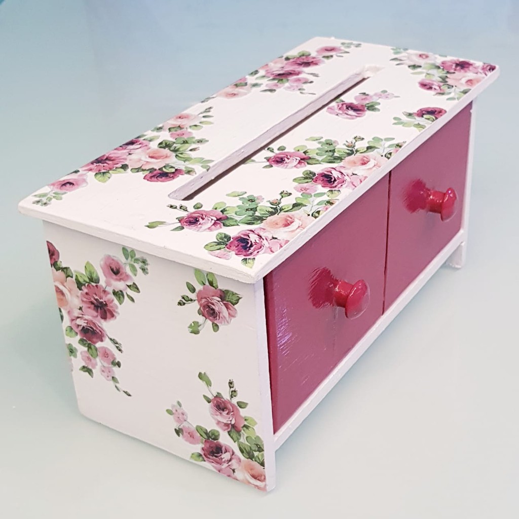 Jual Kotak Tempat Tisu Tissu Tissue Box Laci Bahan Kayu Model Vintage