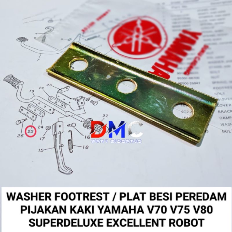 Jual KARET PEREDAM DAN PLAT BESI PIJAKAN KAKI FOOTREST YAMAHA V70 V75