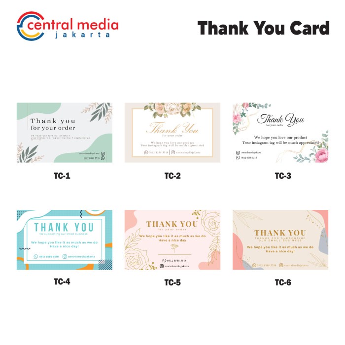 Jual Ucapan Kartu Cetak Thank You Card Custom Ac Pcs Kartu