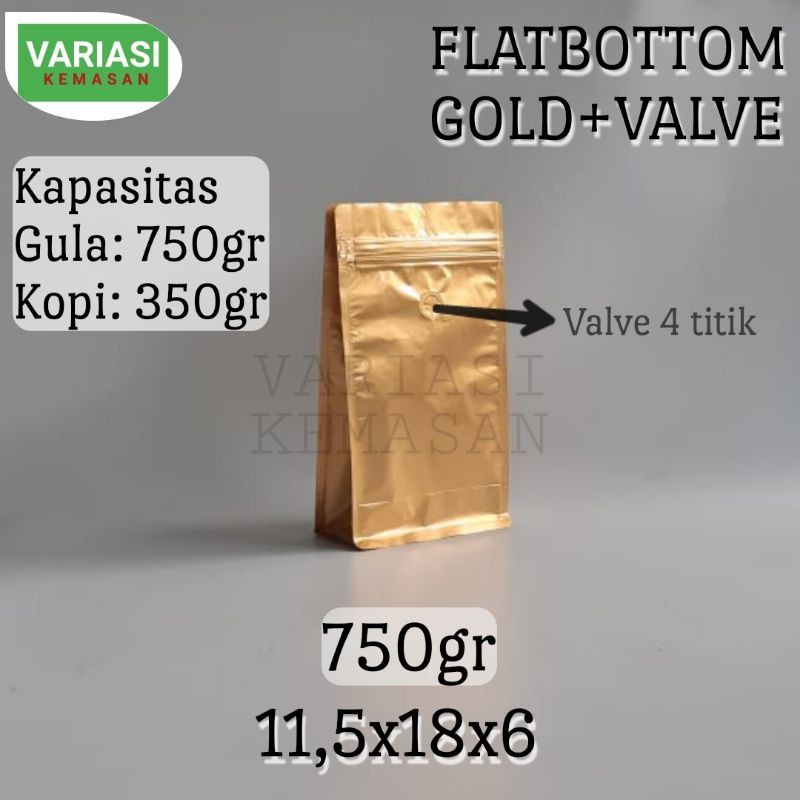 Jual Kemasan Kopi Gusset Flatbottom Gold Gr Valve Titik Shopee