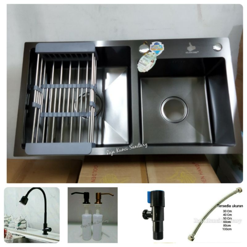 Jual Kitchen Sink 7541 Hitam Onan Golden Hand Paket Lengkap Bak Cuci