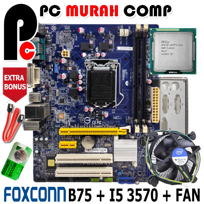 Jual PAKET MAINBOARD I5 MOBO MOTHERBOARD SOKET 1155 B75 Merk FOXCON I5