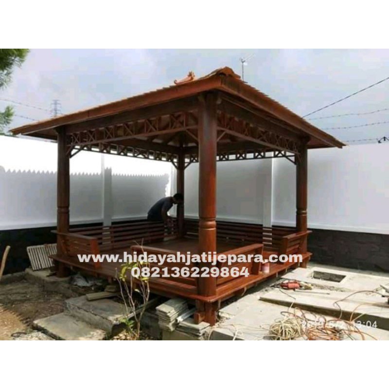 Jual Gazebo Saung Kayu Kelapa X Meter Minimalis Shopee Indonesia