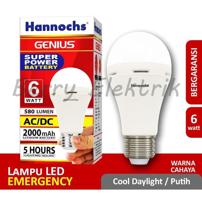 Jual Lampu LED Bulb Emergency Hannochs Genius 6w Shopee Indonesia