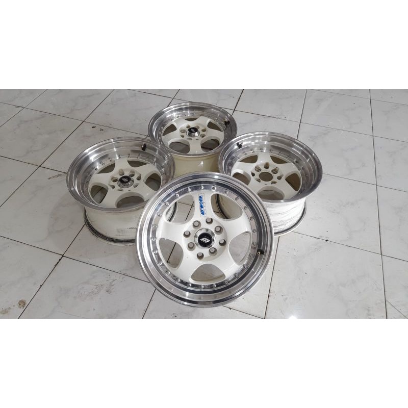 Jual VELG BEKAS MOBIL RACING WORK MEISTER RING 15 HOLE 4X100 4X114