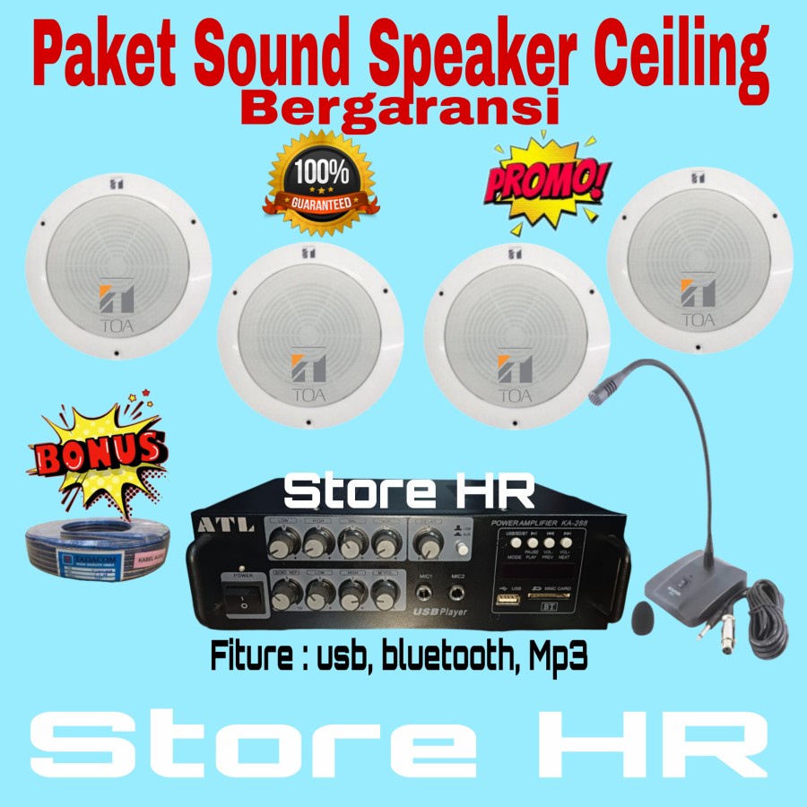 Jual Paket Sound Speaker Ceiling TOA Mic Operator Isi 4 Pcs