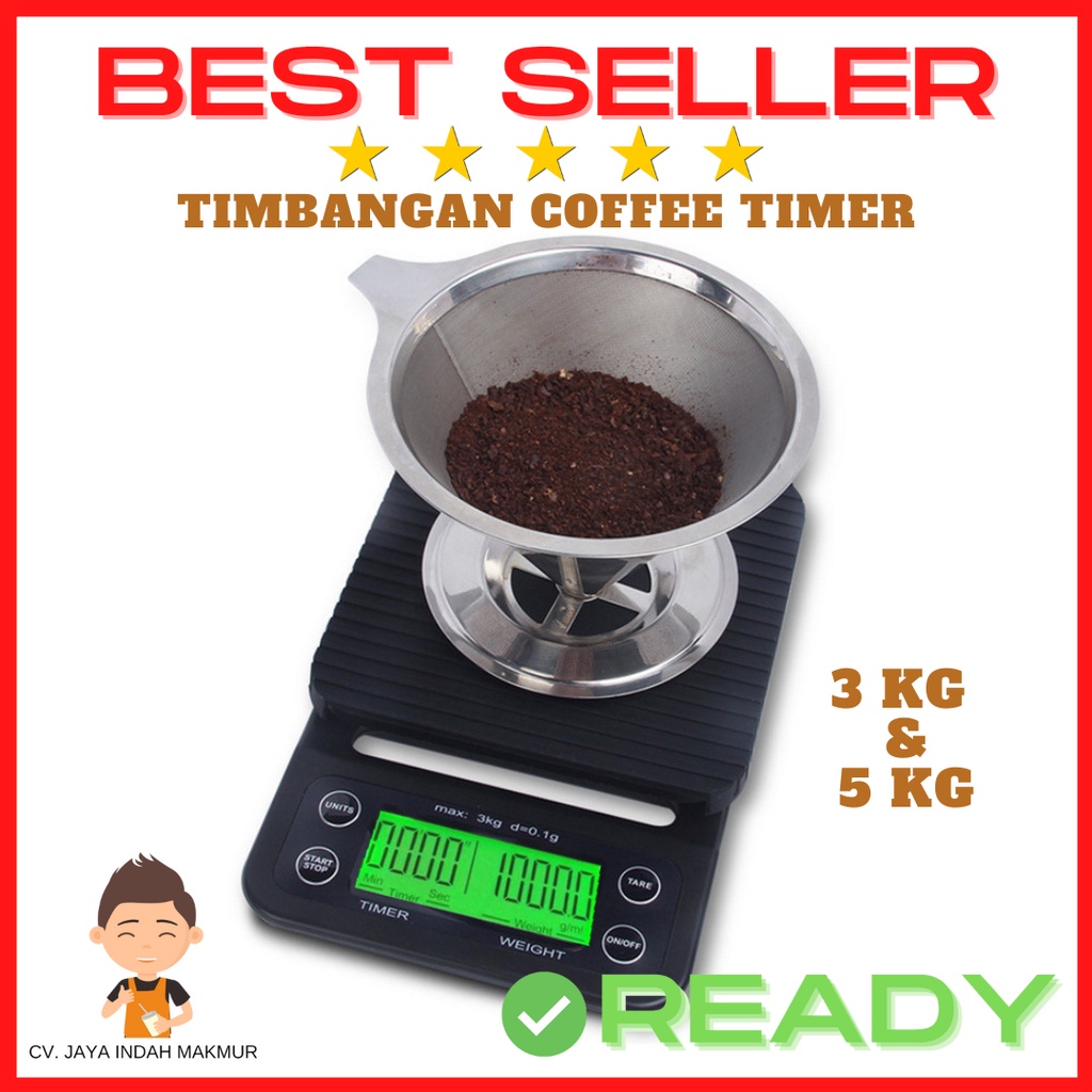 Jual Timbangan Dapur Timbangan Kopi Digital Dengan Timer 3kg Dan 5kg