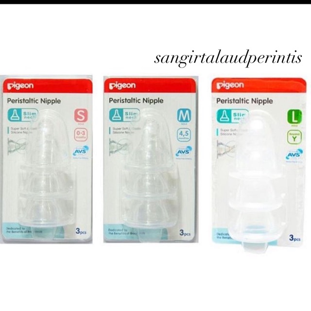 Jual Pigeon Peristaltic Nipple Isi Blister Slim Neck Triple Teat