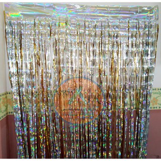 Jual Tirai Foil Ultah Curtain Rumbai Foil Dekorasi Backdrop Party Warna