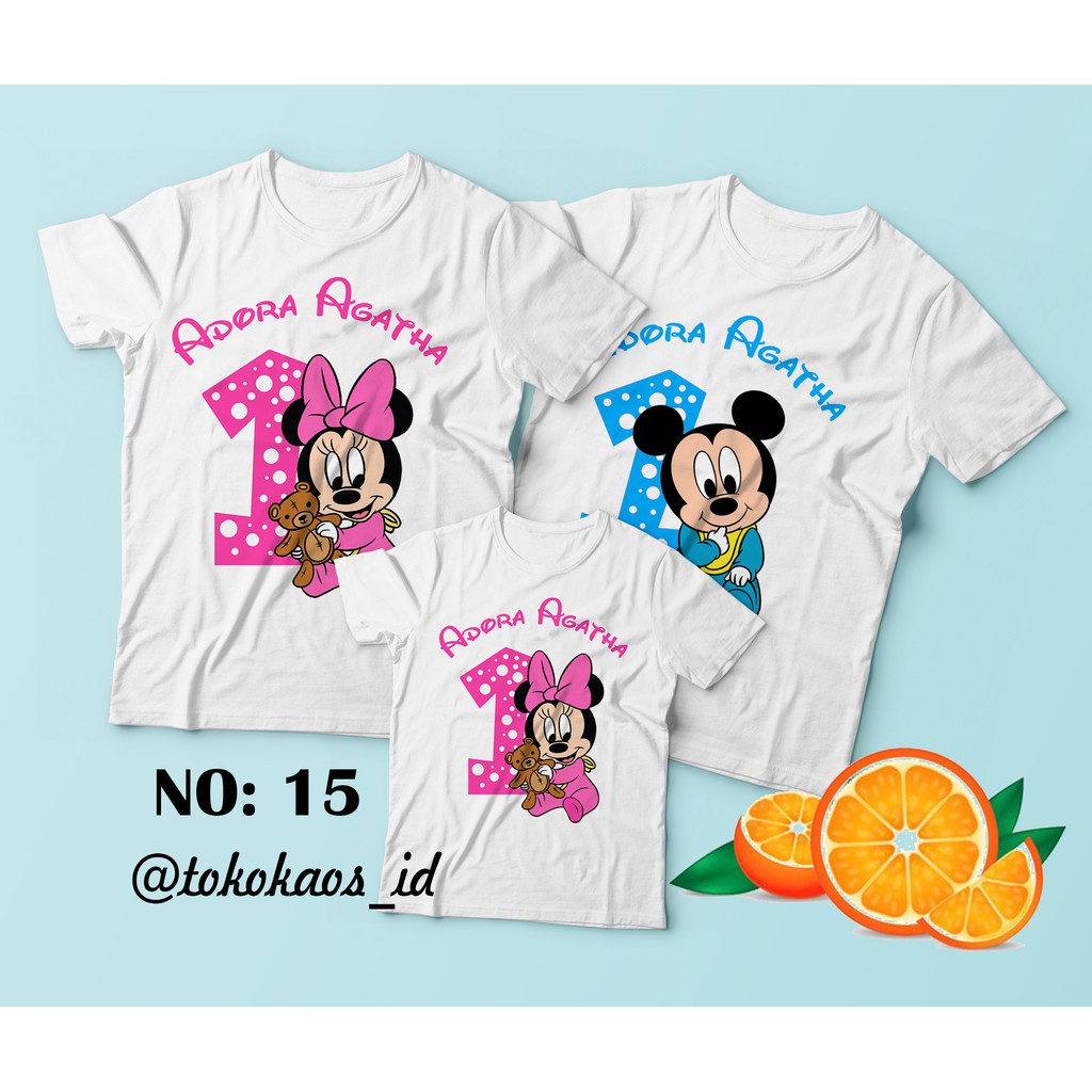 Jual Kaos Micky And Minnie Mouse Ultah Custom Shopee Indonesia