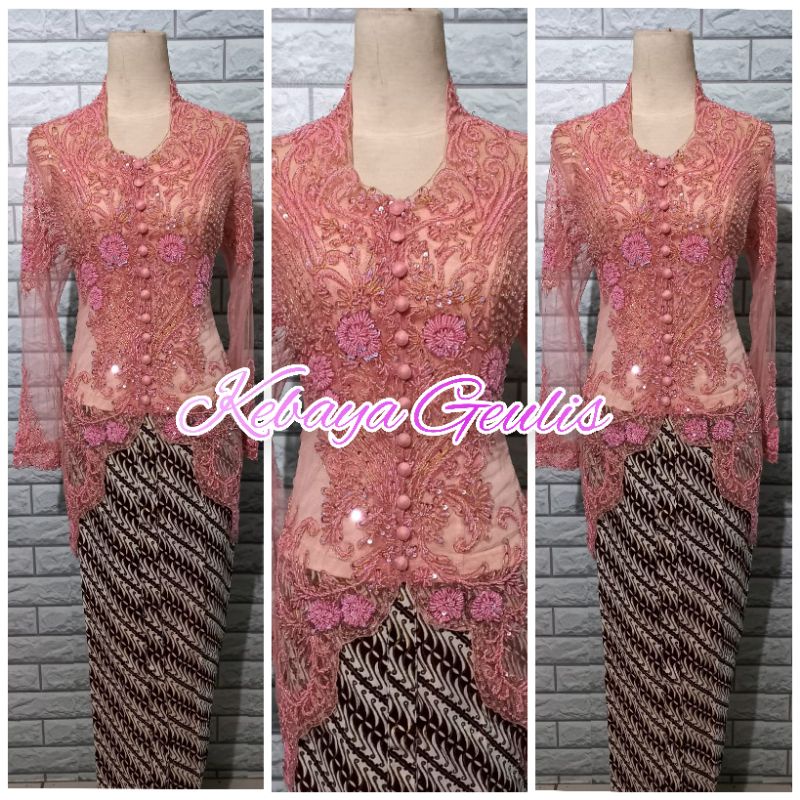 Jual Set Kebaya Pesta Kebaya Wisuda Nude Model Merak Longtorso Dan Rok