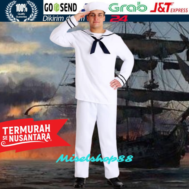 Jual Kostum Pelaut Popeye Sailor Captain Dengan Topi Cosplay Halloween