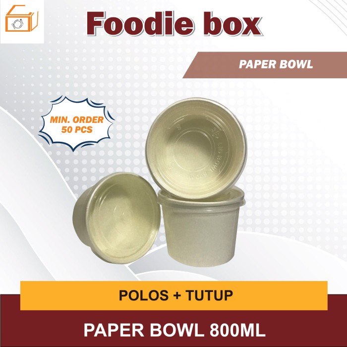 Jual Paper Bowl Ml Rice Bowl Mangkok Kertas Polos Tutup