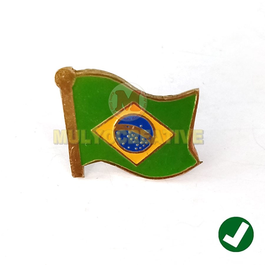 Jual Pin Bendera Negara Brazil Pin Bros Bendera Brazil Flag Pin Murah