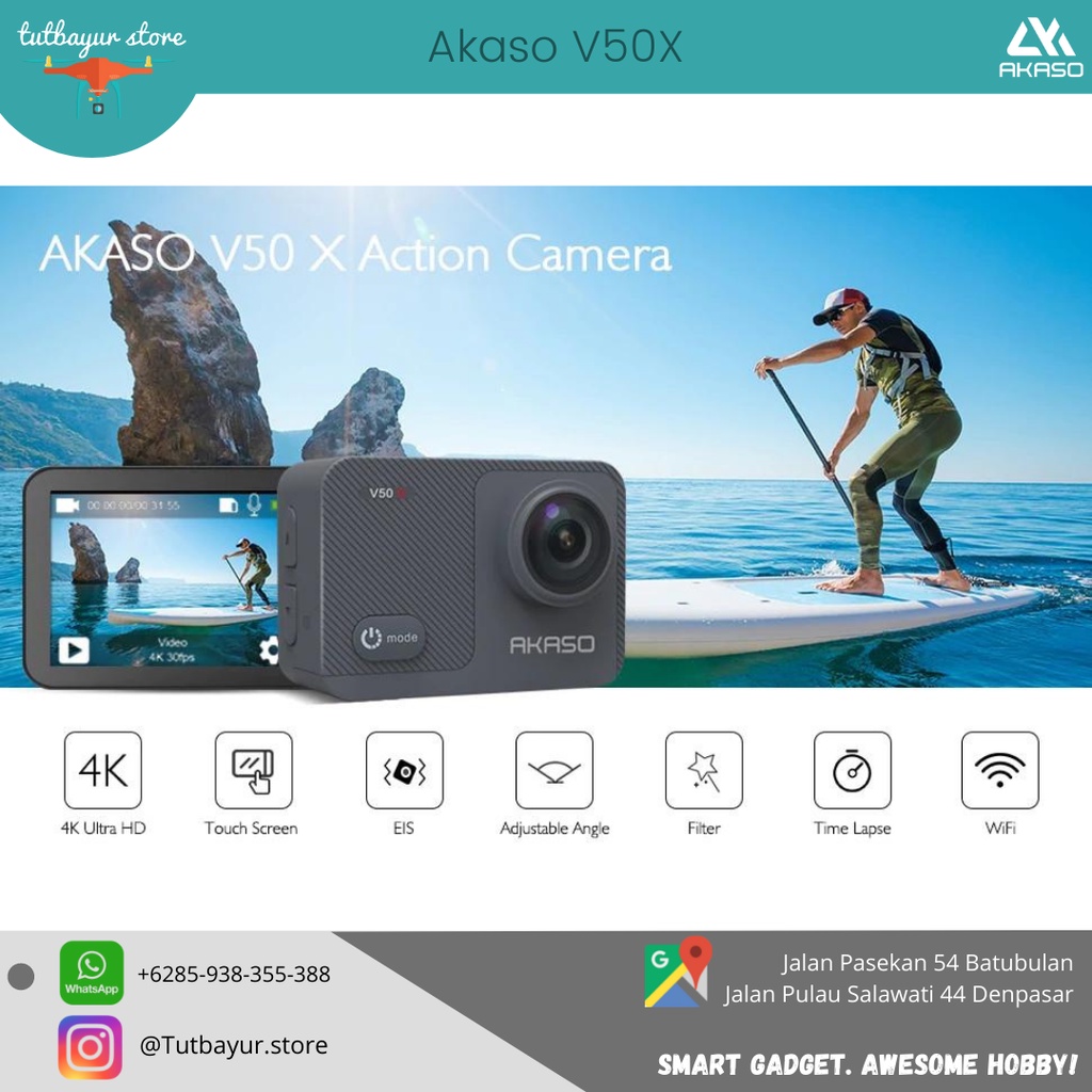 Jual AKASO V50X Action Camera 4K Ultra HD EIS Touchscreen Shopee