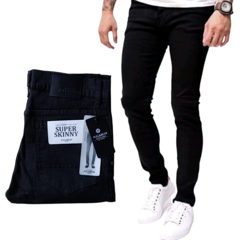 Jual Celana Jeans Warna Hitam Pekat Polos Pull And Bear Pull N Bear