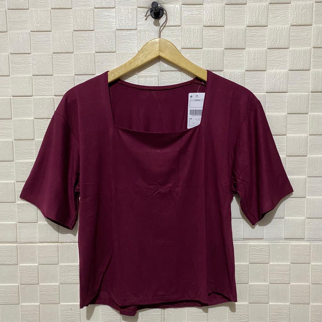 Jual Atasan Kaos Kerah Kotak Oversize Jumbo Xxl Lengan Pendek Wanita