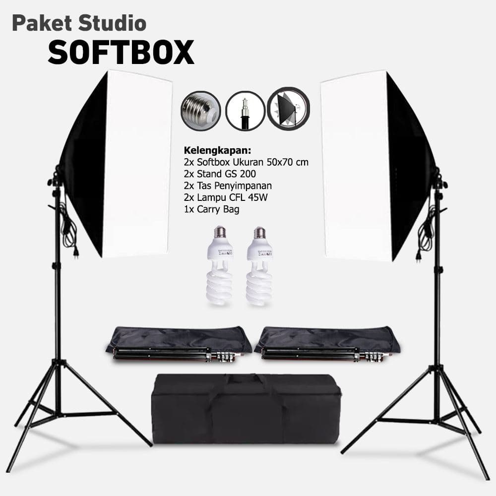 Jual COD Paket Foto Studio Lighting Softbox Portrait Kit Youtube Vlog