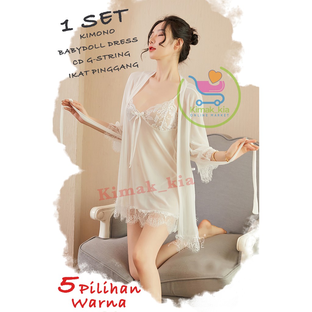 Jual HOT COD S L LINGERIE KIMONO TRANSPARAN SET BAJU TIDUR DEWASA