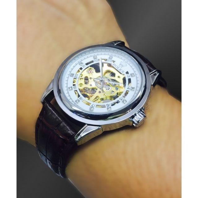 Jual Jam Tangan Skeleton Kulit Classic Otomatis Tanpa Baterai