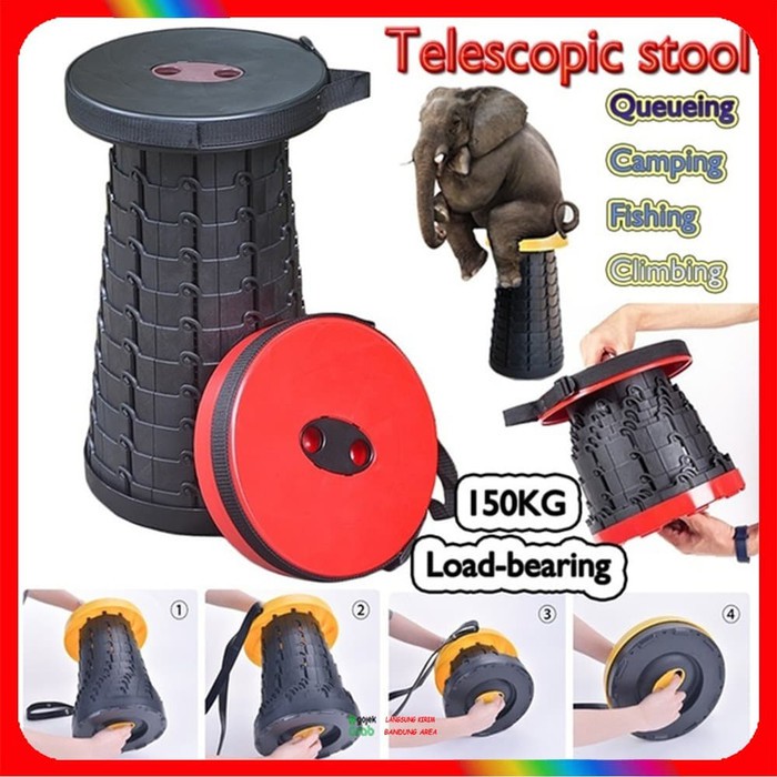 Jual Kursi Lipat Portable Bulat Telescopic Stool Sketch Chair Hiking