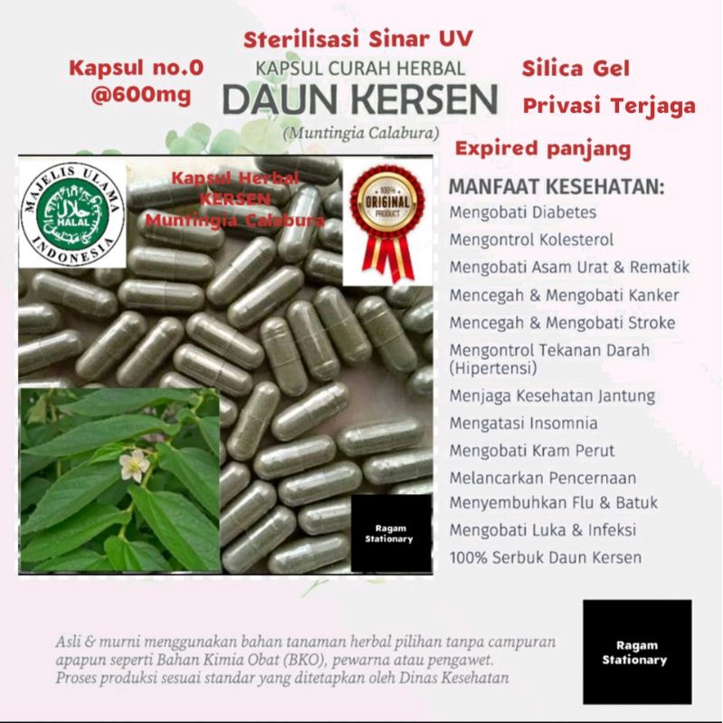 Jual Kapsul Bubuk Daun Kersen Herbal Jamu Obat Curah Butir Shopee