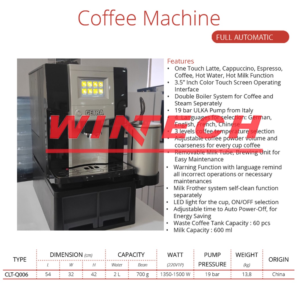 Jual GETRA CLT Q006 QLT Q006 Automatic Coffee Maker Mesin Pembuat