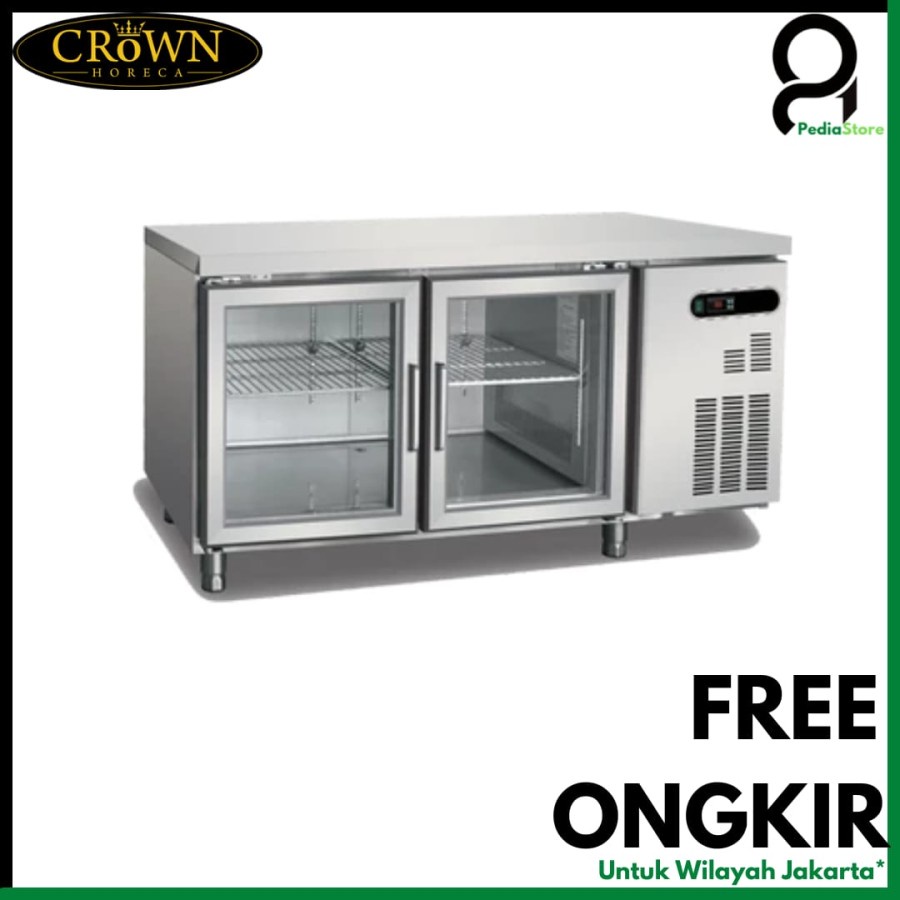 Jual Crown Horeca TZ200G Undercounter Chiller Glass Door 2 Pintu Under