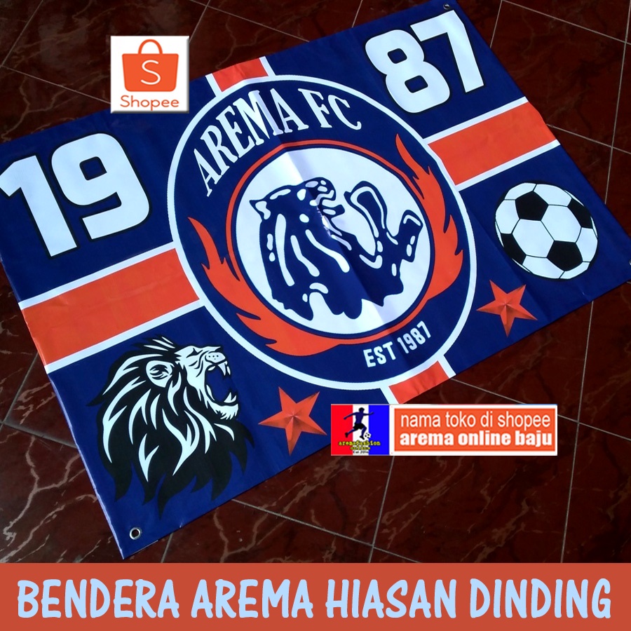 Jual BENDERA AREMA MODEL HIASAN DINDING SINGA EDAN 1987 AREMA ONLINE