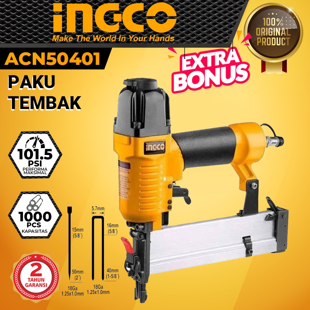 Jual Paku Tembak Hektar INGCO ACN50401 Hekter Tembak Angin Air Nailer