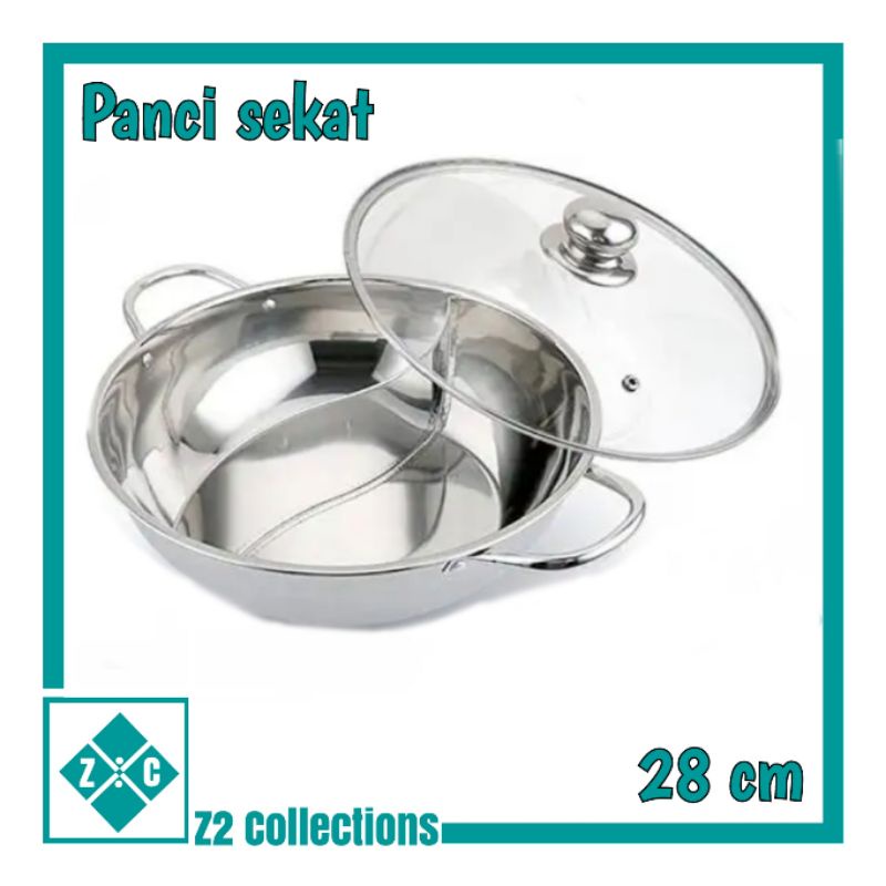 Jual Panci Shabu 2 In 1 Steamboat Sekat 2 Suki Pan Hot Pot 28cm Panci