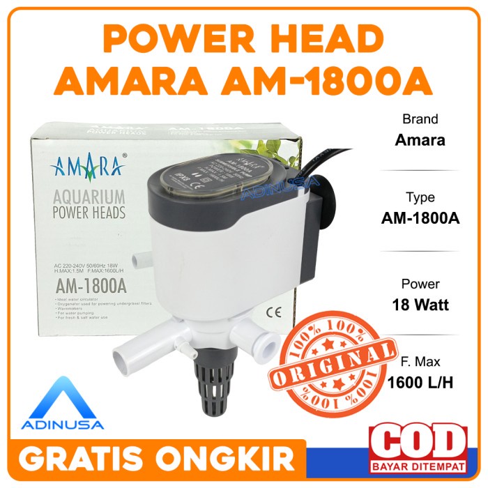 Jual POMPA POWER HEAD AQUARIUM AMARA AM 1800 A AKUARIUM 1800A AM1800A