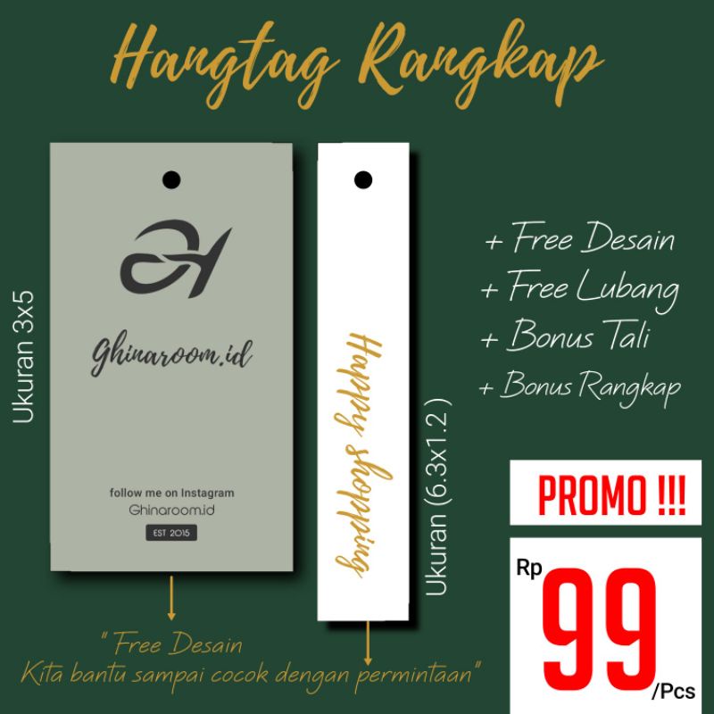 Jual Hang Tag Baju Free Design Label Baju Cetak Hangtag Baju