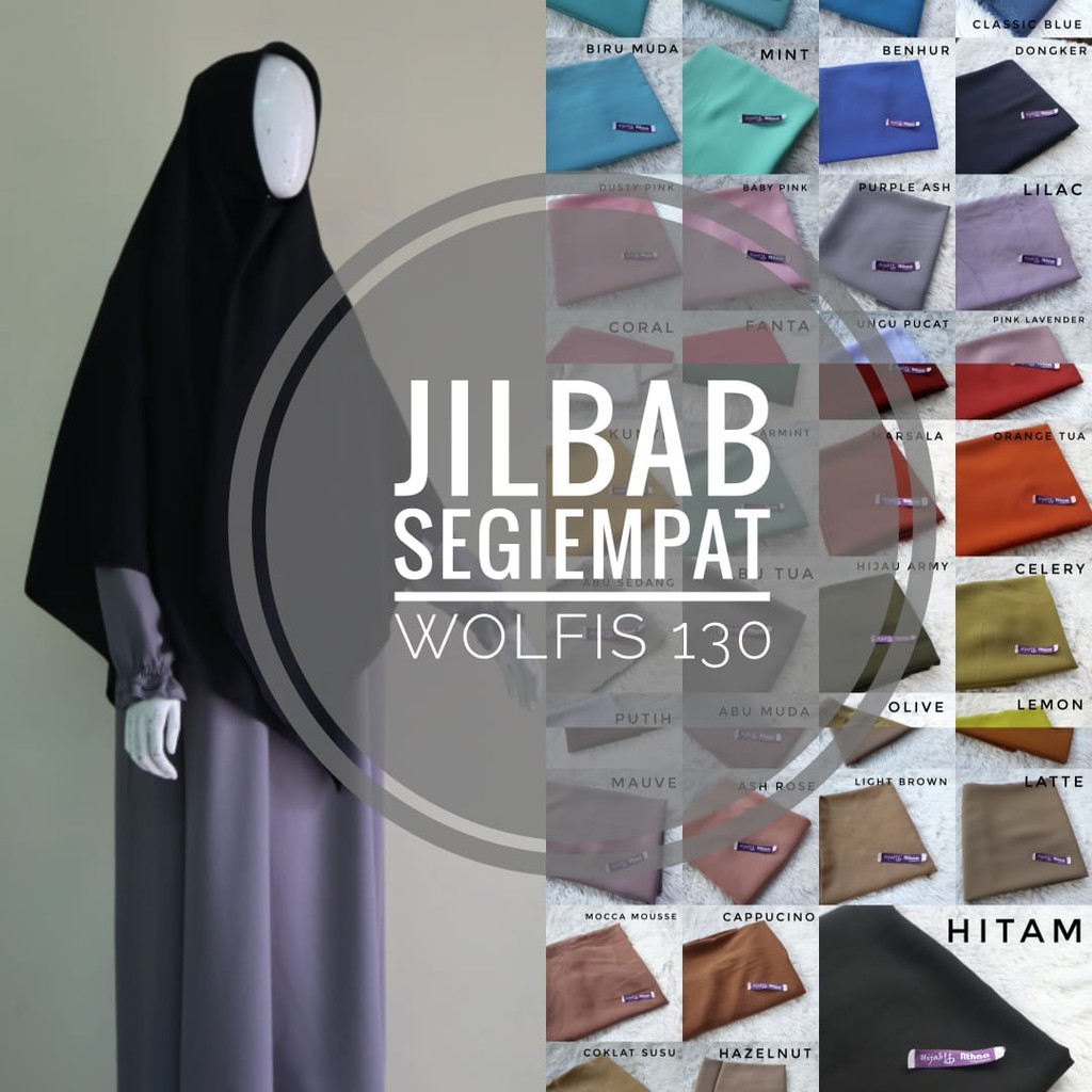 Jual Jilbab Segiempat Wolfis 130 X 130 Khimar Jilbab Segi Empat Jumbo