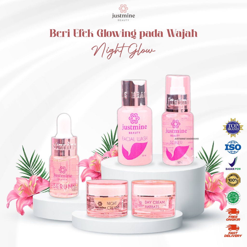 Jual JUSTMINE BEAUTY SKINCARE GLOWING NIGHT GLOW FREE CERMIN Shopee