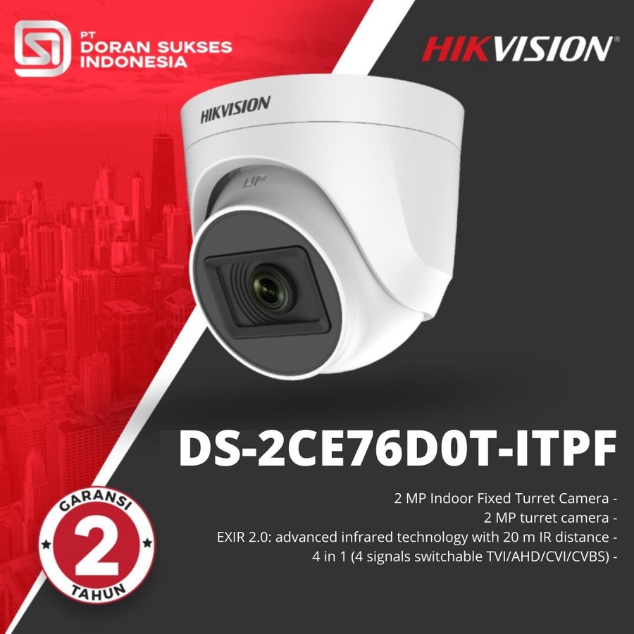 Jual CCTV Hikvision Hik Vision Indoor 2MP Turret Camera DS 2CE76D0T