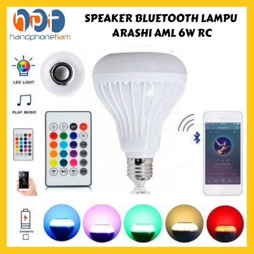 Jual ARASHI AML 6W RC BOHLAM LED SPEAKER BLUETOOTH LAMPU PUTIH DISCO