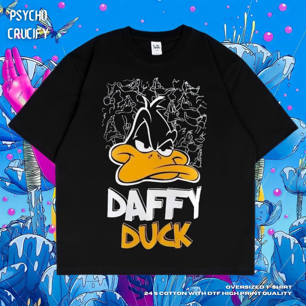 Jual Psycho Crucify Daffy Duck Oversized T Shirt Black Dark Grey