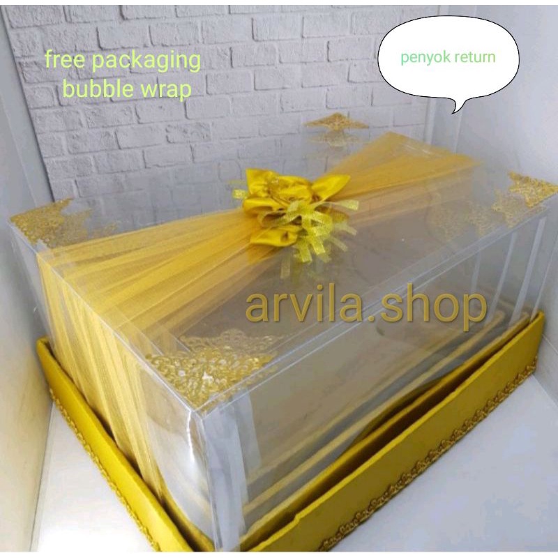 Jual BOX KOTAK SESERAHAN HANTARAN PERNIKAHAN MIKA TILE GOLD 1 SET ISI 4