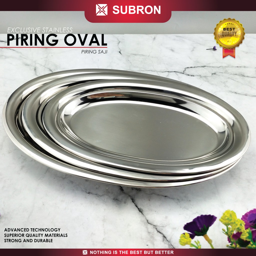 Jual SUBRON Piring Saji Oval Ikan Sate Murah Tebal Exclusive Stainless