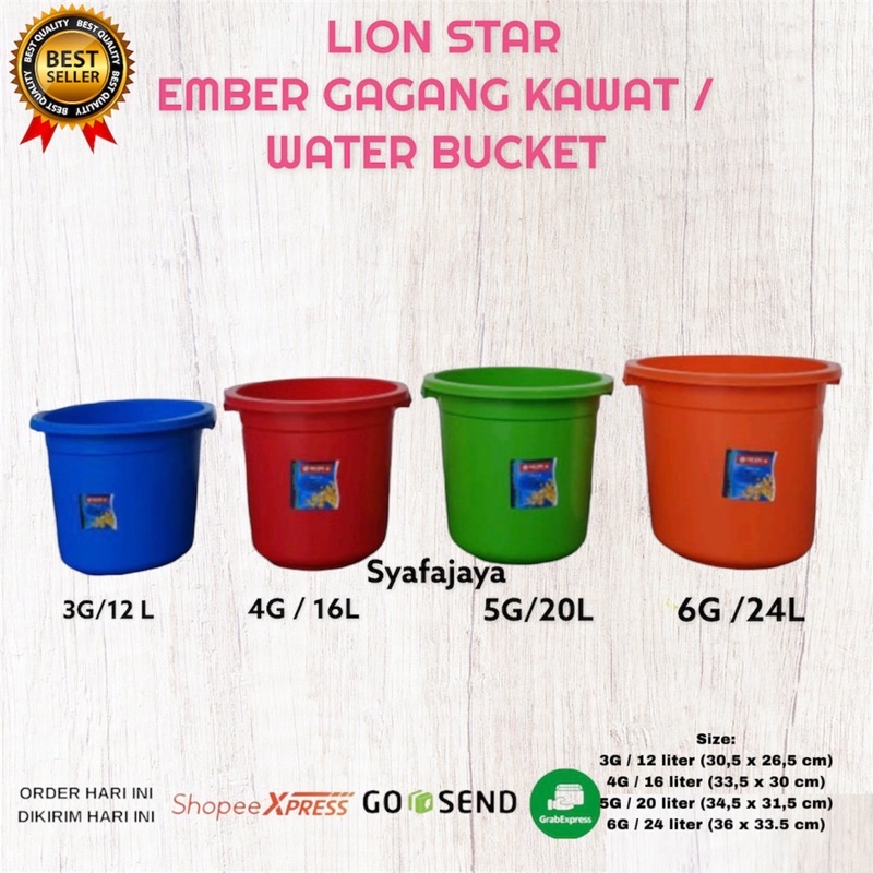 Jual LION STAR Ember Plastik Gagang KAWAT Ukuran 12 16 20 24 Liter