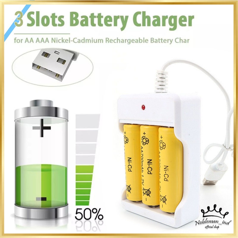 Jual Charger Baterai 3 Slot AA AAA USB Original LED Battery