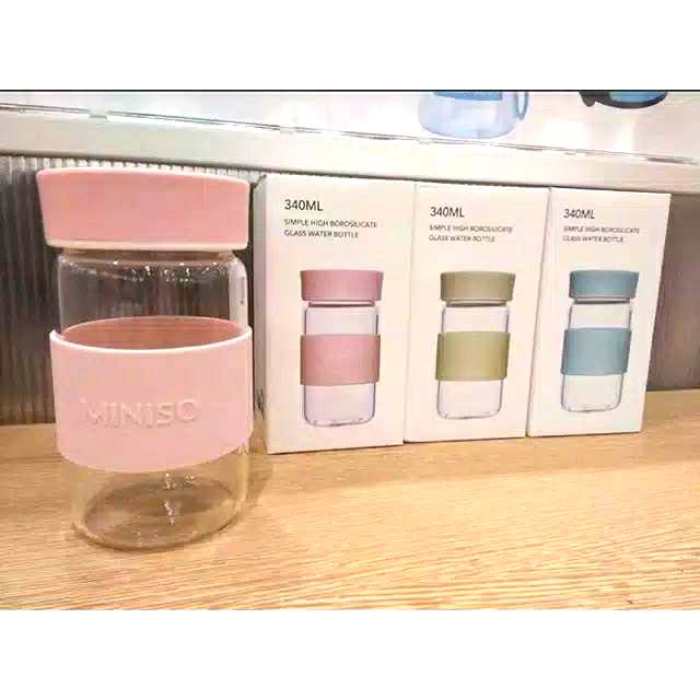 Jual Miniso Simple High Borosilicate Glass Water Bottle Botol Kaca