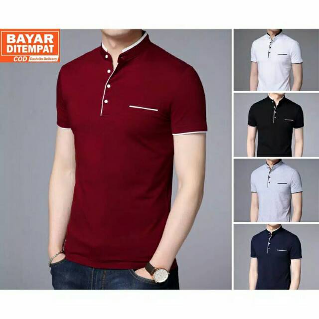 Jual Baju Merah Kaos Pria Lengan Pendek Polo Shirt Kaos Kerah