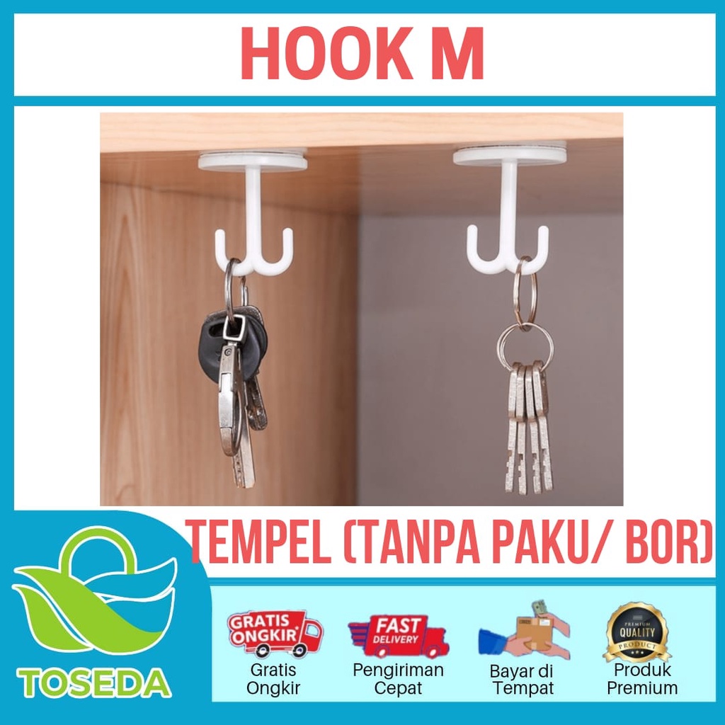 Jual Hook M Gantungan Tembok Huruf M Tempelan Dinding Bawah Meja Lemari