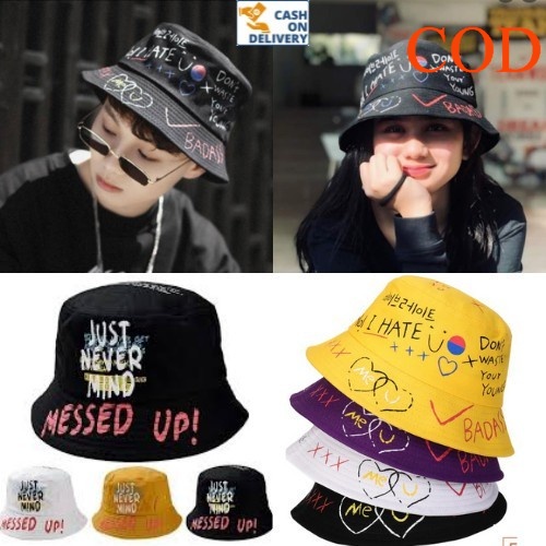 Jual Topi Bucket Korea Sablon Badas Messed Up Kpop Wanita Pria All Size