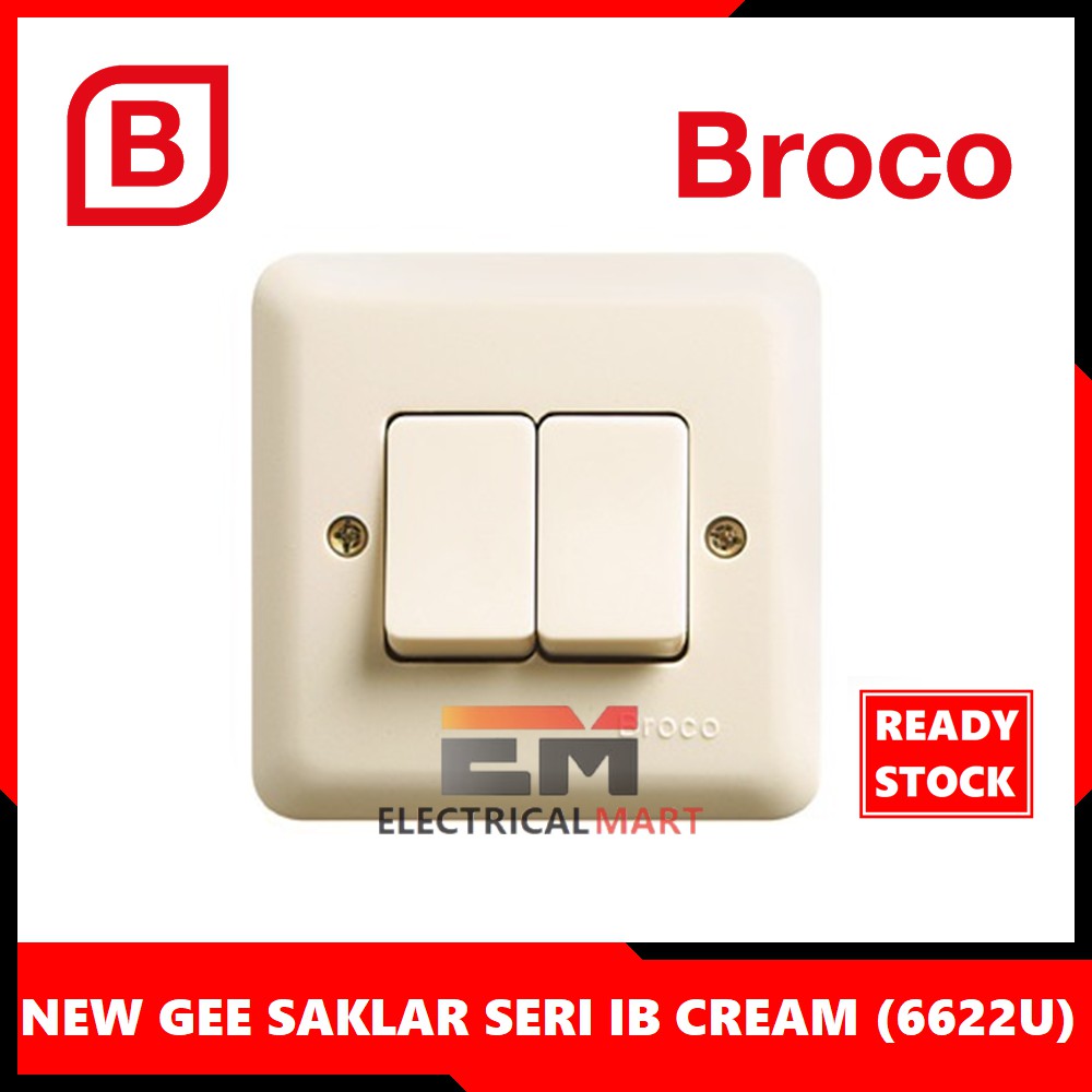 Jual Saklar Seri Broco New Gee IB Cream 6622U Double Switch Inbow