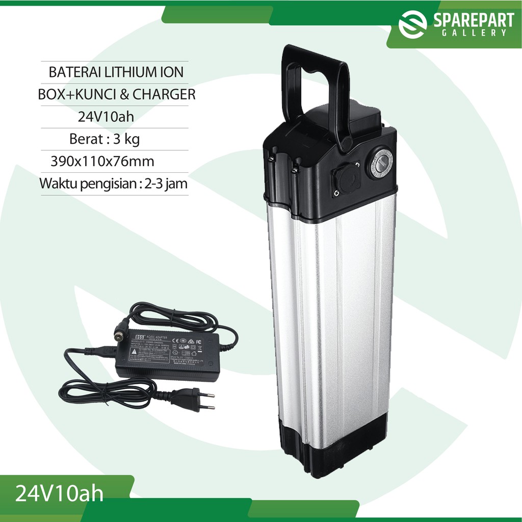 Jual Aki Baterai Lithium Ion 24v10Ah Dan Charger Sepeda Listrik