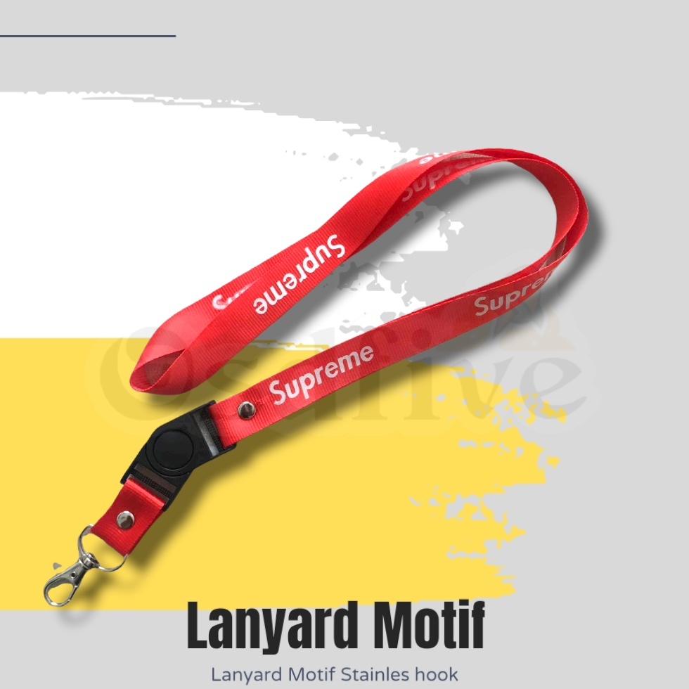 Jual Tali Lanyard Supreme Nilon Red And White Shopee Indonesia