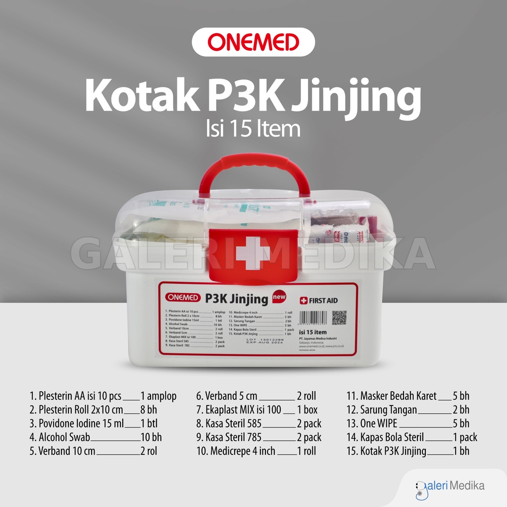 Jual Onemed Kotak P3K Jinjing Isi 15 Item Pertolongan Pertama Pada